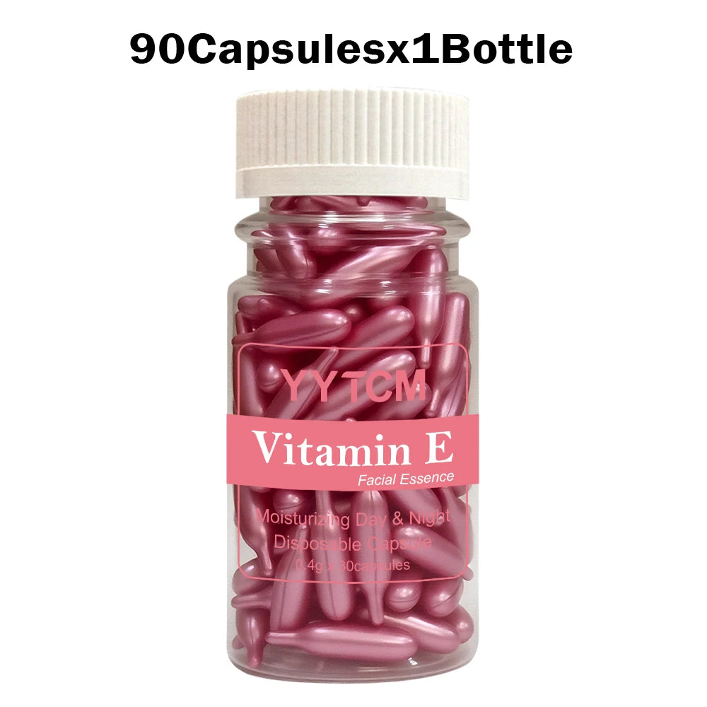 Cápsulas de sérum de Vitamina E de uso único, essência facial hidratante e nutritiva, para hidratação e cuidado da pele (90 cápsulas por frasco – 1 frasco).