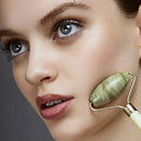 Rolo e placa de massagem facial de jade natural, ferramenta de Gua Sha para beleza do rosto e olhos.