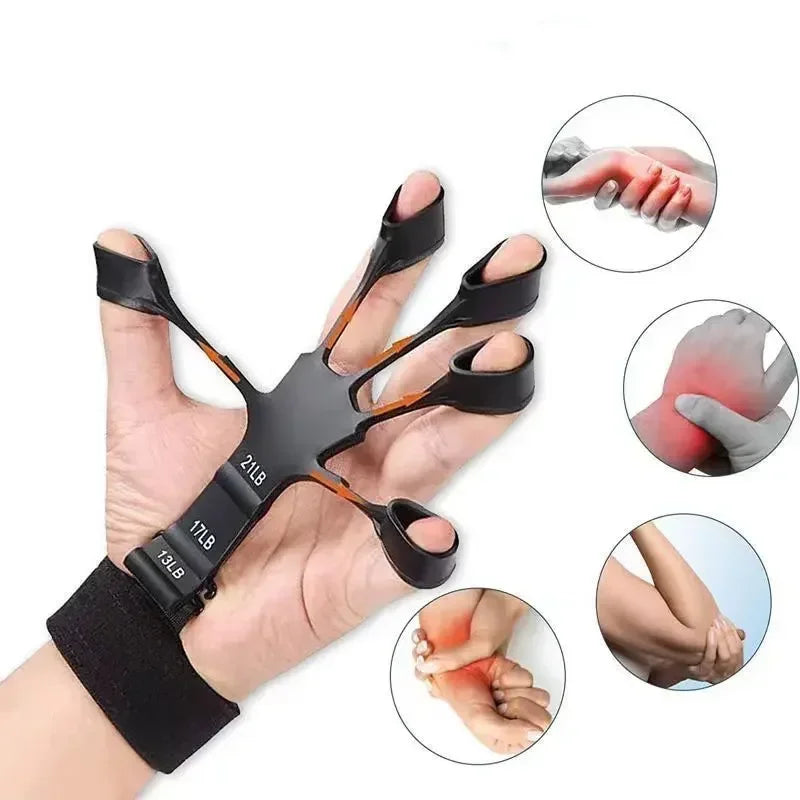 Treinador de dedos de silicone, expansor de 5 dedos e punho, para fortalecimento, recuperação e exercícios de flexão e extensão dos dedos e mãos.