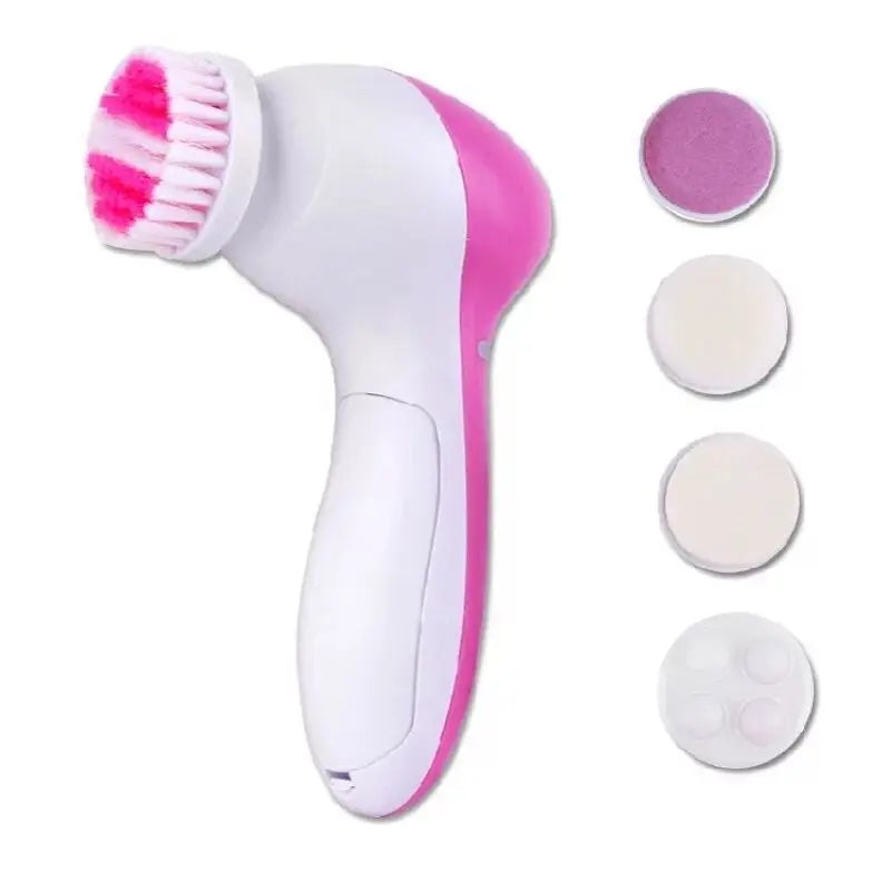 Escova de limpeza facial elétrica 5 em 1, máquina de limpeza do rosto com efeito spa, massageador de cuidados com a pele, removedor de cravos e limpador facial.