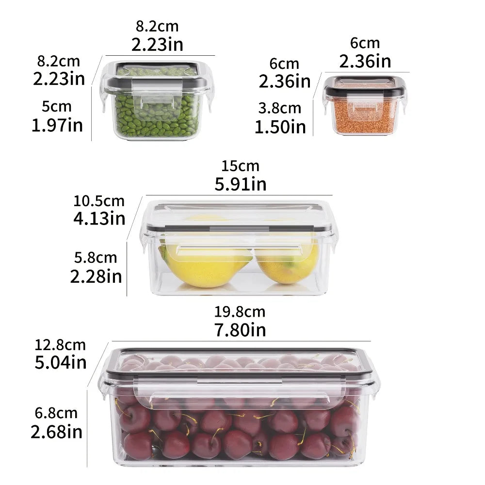 Kit 8 Potes Herméticos para Alimentos – BPA Free, Micro-ondas e Freezer