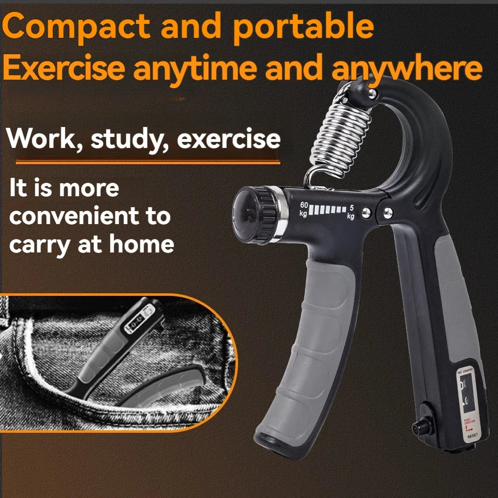 Fortalecedor de pegada ajustável de 5–60 kg, conjunto completo com contador, exercitador de punho, antebraço e mão para fortalecimento muscular.