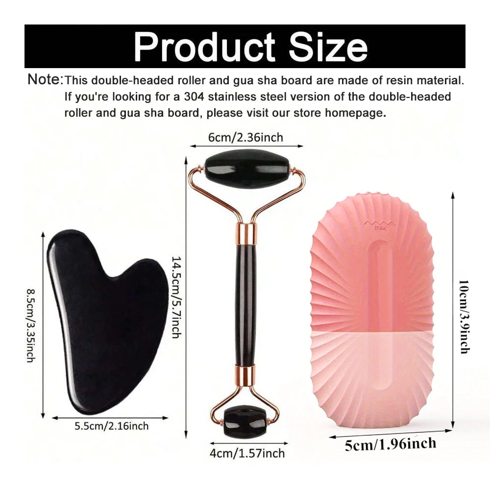 Rolo facial de gelo (1/2/3 peças), ferramenta de cuidados com a pele tipo Gua Sha, massageador facial para lifting e contorno do rosto.