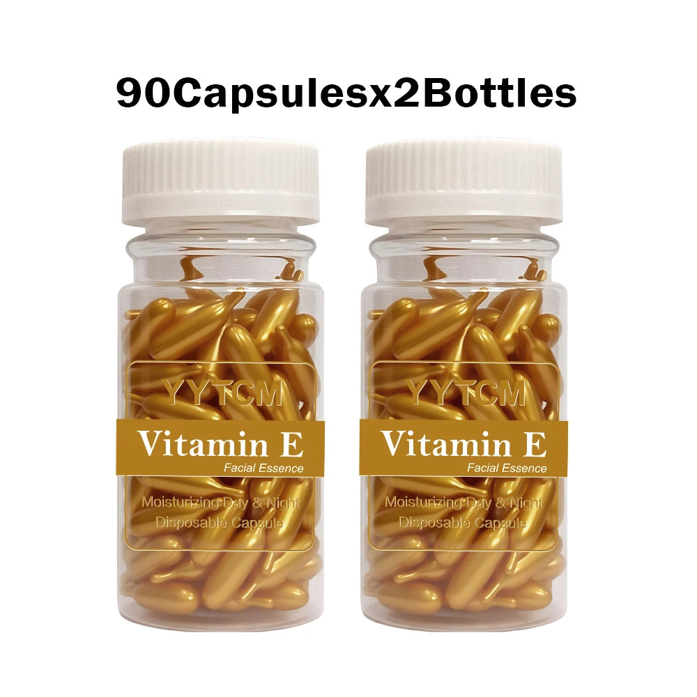 Cápsulas de sérum de Vitamina E de uso único, essência facial hidratante e nutritiva, para hidratação e cuidado da pele (90 cápsulas por frasco – 1 frasco).