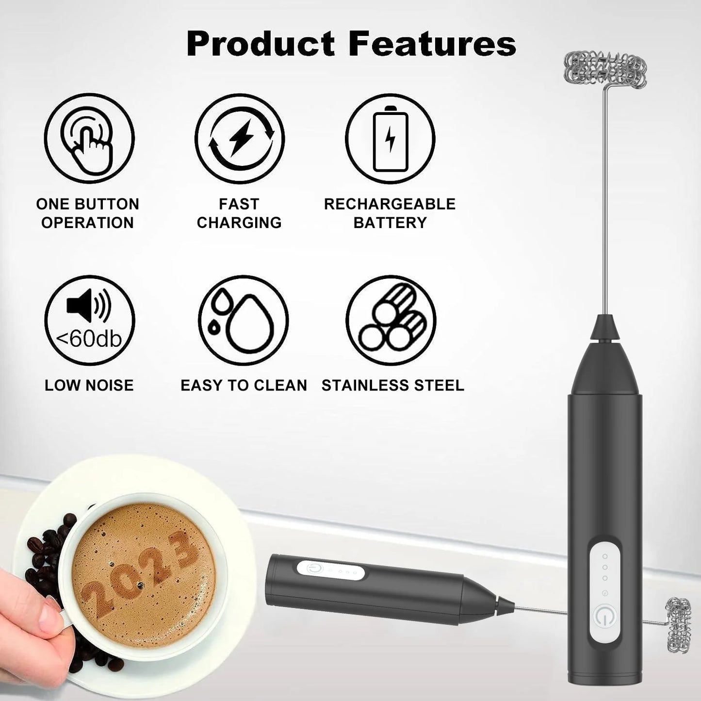 Misturador Elétrico USB para Café, Leite e Bebidas