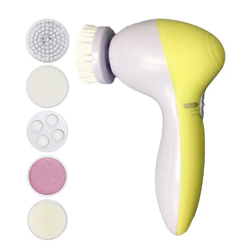 Escova de limpeza facial elétrica 5 em 1, máquina de limpeza do rosto com efeito spa, massageador de cuidados com a pele, removedor de cravos e limpador facial.