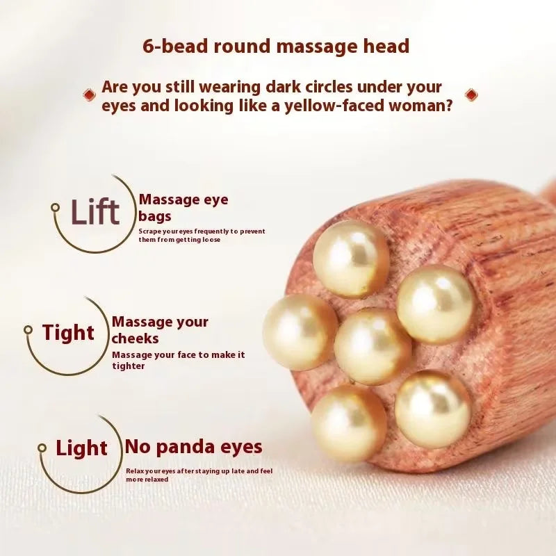 Ferramenta de Gua Sha de madeira – massageador facial de acupressão para inchaço, olheiras, cuidado da área sob os olhos, efeito lifting facial, pele sensível.