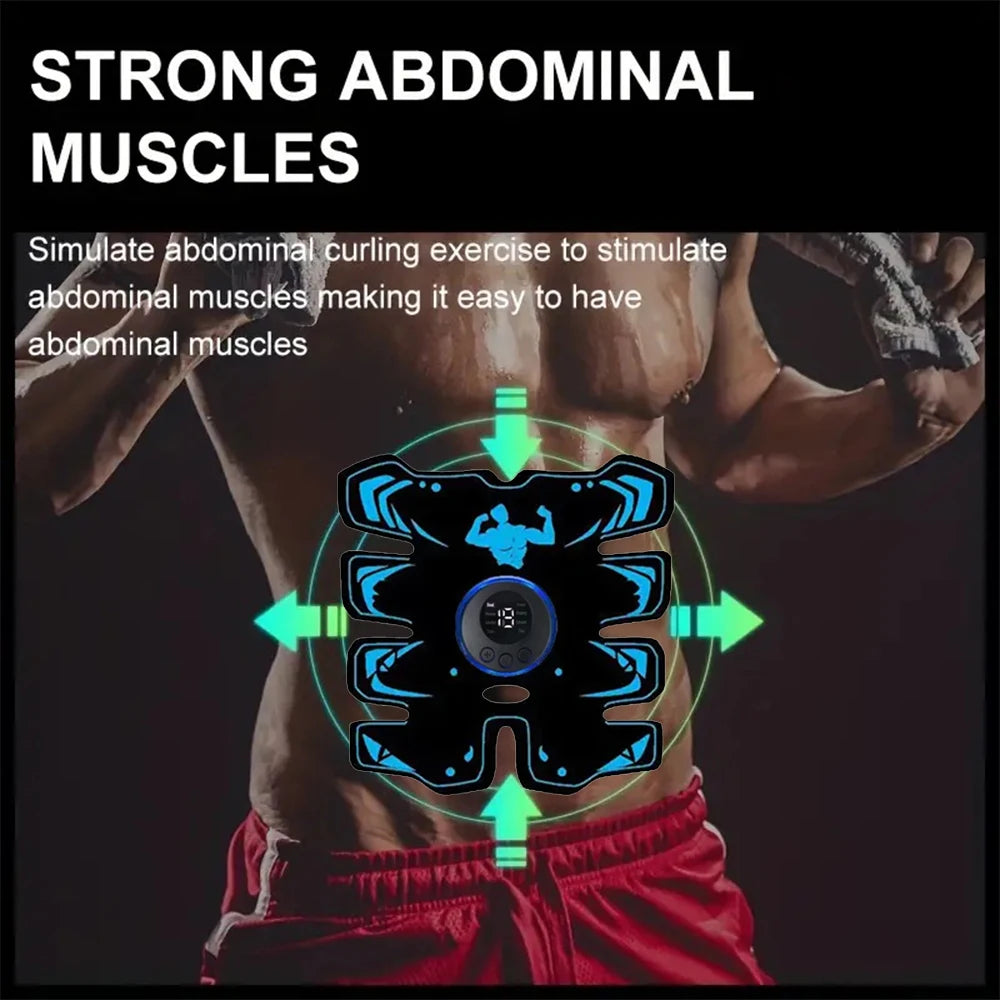Treinador EMS 3 em 1 sem fio, recarregável via USB, para abdômen e braços. Estimulador muscular elétrico inteligente para tonificar e definir o corpo.