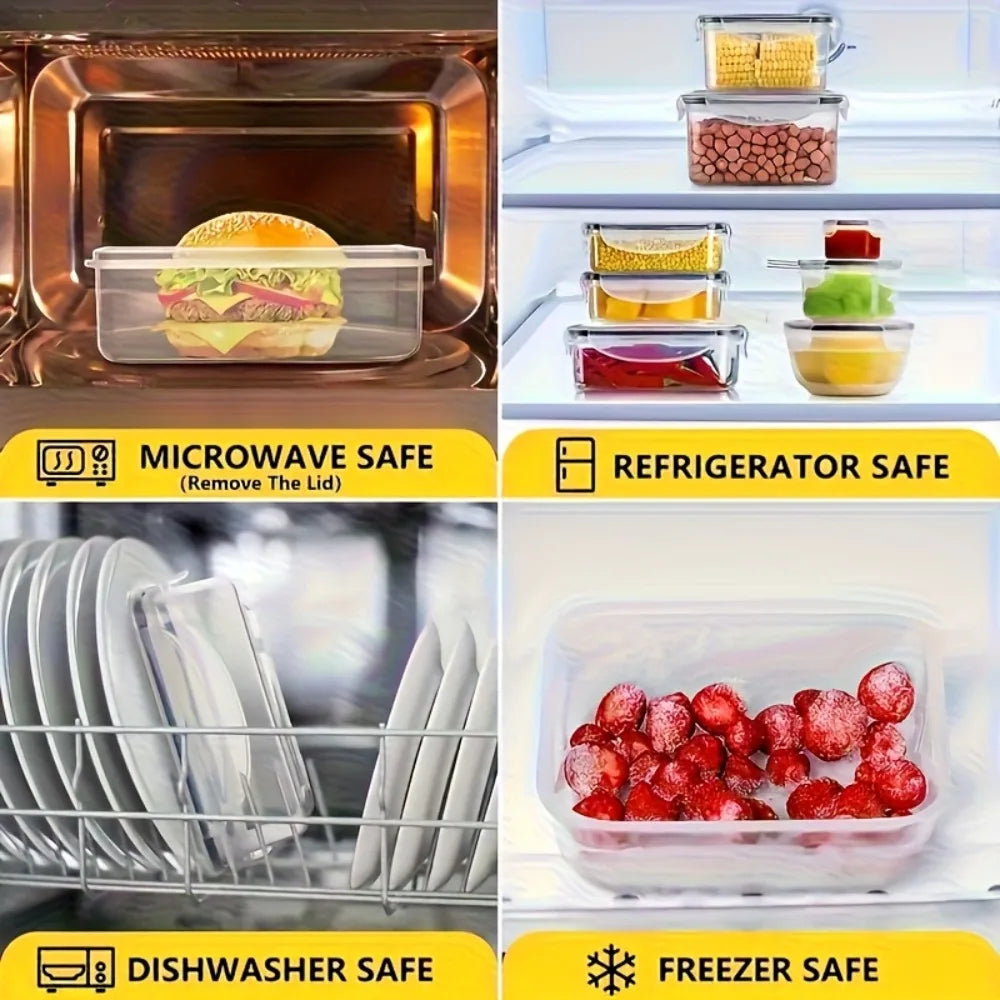 Kit 8 Potes Herméticos para Alimentos – BPA Free, Micro-ondas e Freezer