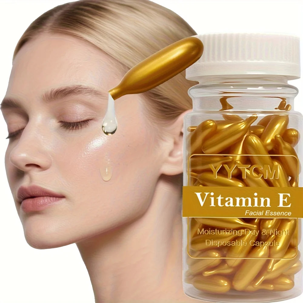 Cápsulas de sérum de Vitamina E de uso único, essência facial hidratante e nutritiva, para hidratação e cuidado da pele (90 cápsulas por frasco – 1 frasco).