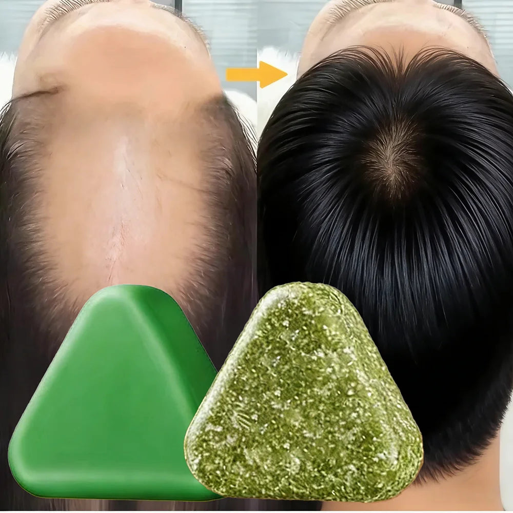Shampoo/sabonete herbal natural feito à mão com ervas (Usman Grass), para nutrição do cabelo, controle de oleosidade, sensação refrescante e cuidado capilar que deixa o cabelo leve e macio.
