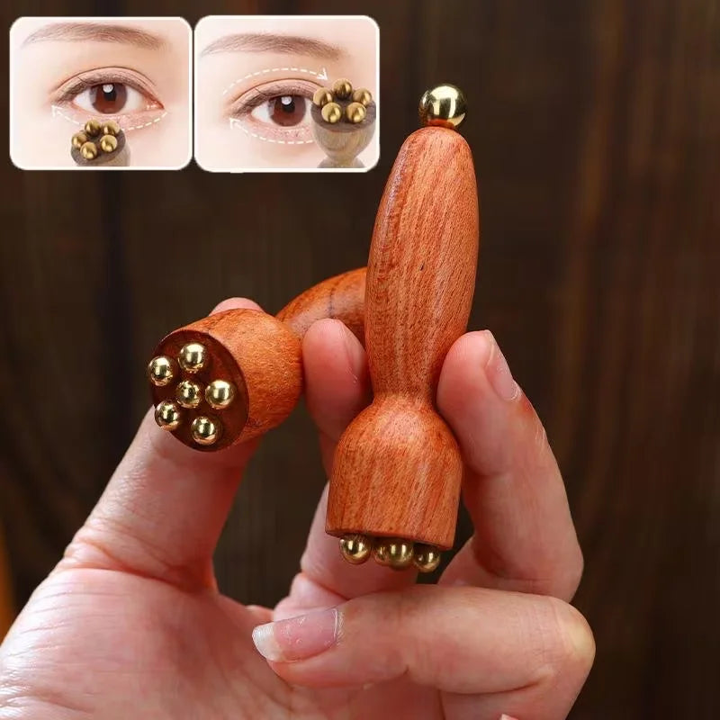 Ferramenta de Gua Sha de madeira – massageador facial de acupressão para inchaço, olheiras, cuidado da área sob os olhos, efeito lifting facial, pele sensível.